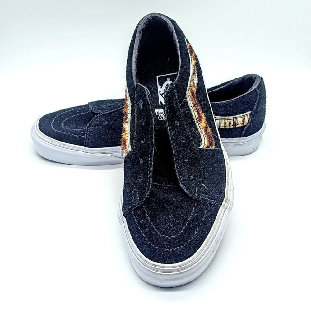 Vans Unisex Black Animal Print Suede Low Top Lace Up Sneakers